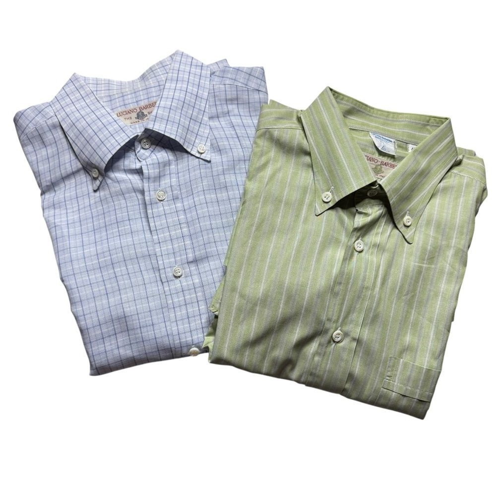 BUNDLE Luciano Barbera Dress Shirt Mens Button Up Striped Long Sleeve Sz 41/16